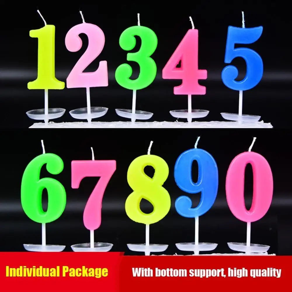 Unisex Birthday Number Candle with Plastic Base for Boys and Girls