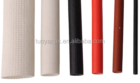 ROHS certified insulated heat resistant silicone fiberglass sleeving for electrical wiring protection. manufacture