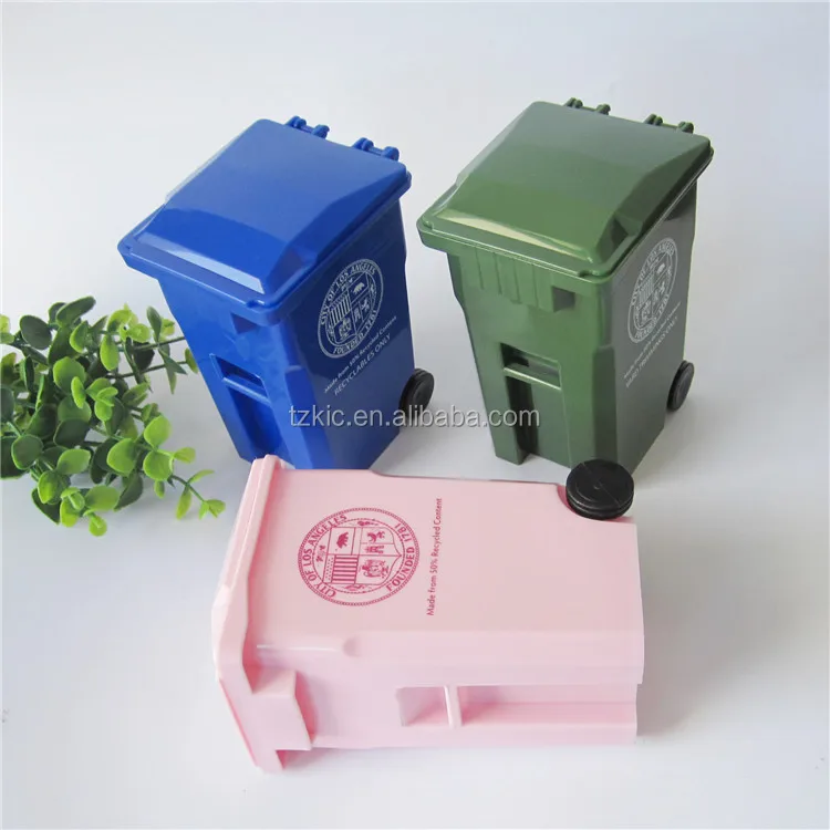 Plastic  Mini Garbage Bin WWith Wheel Green Earth Sanitation