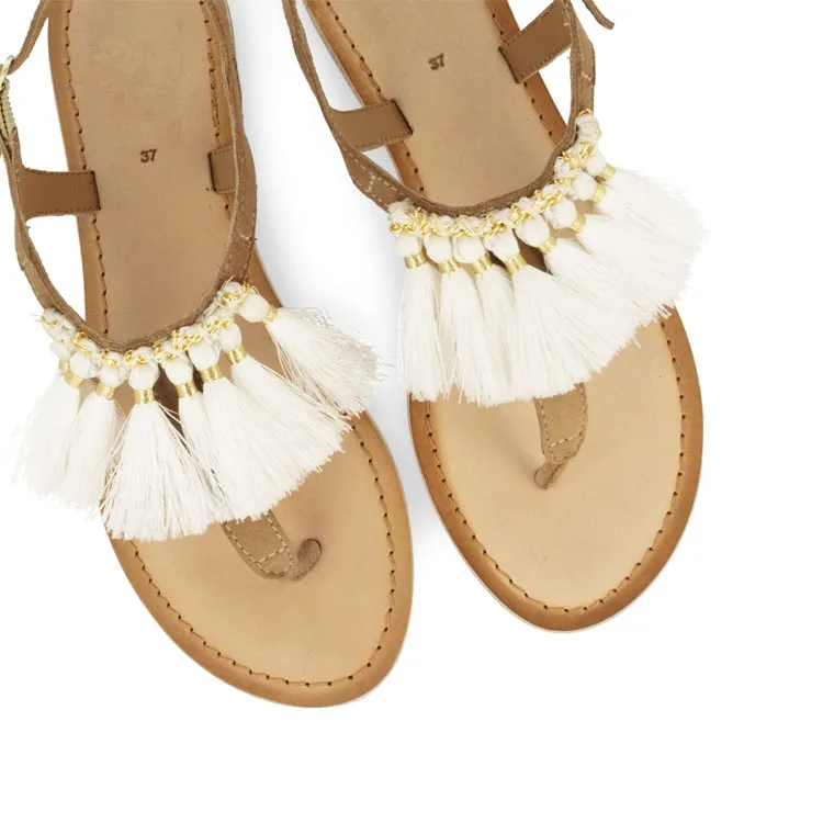 Sandalias Planas Sandalias Con Borlas Sandalias Planas De Piel