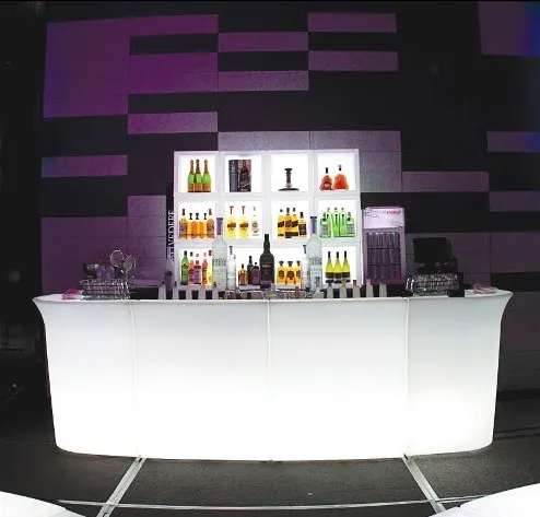 Modern LED Furniture Portable Outdoor and Indoor Illuminated Plastic Bar Counter Table for Restaurants and Parties