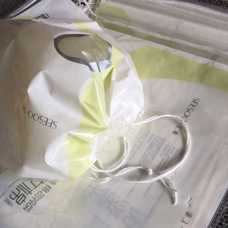 Factory direct PE materialized drawstring beam plastic bag for cotton cosmetic packaging