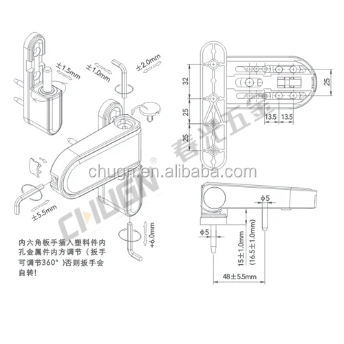 UPVC Double Glazing Door Flag Hinge Adjustable Avocet MT3D (Silver - View #10