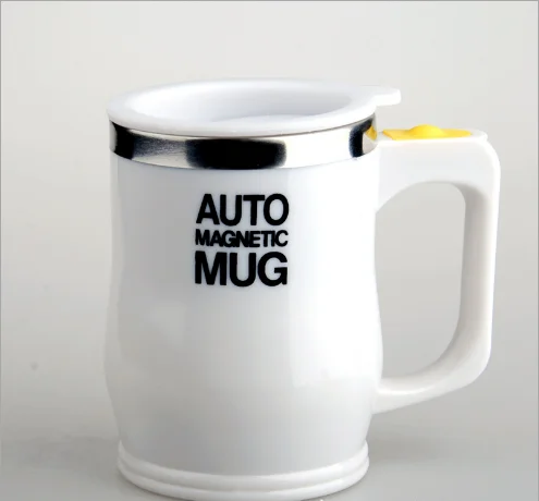 Tazza Caffè Auto-Agitante Magnetica - 380 Ml, Acciaio Inox, Display Temperatura, Bianco