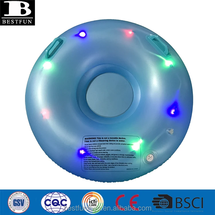 Thick PVC LED Inflatable River Lounger - Lighted Pool Float Lounge Chair with Durable Plastic Raft for Water Swimming