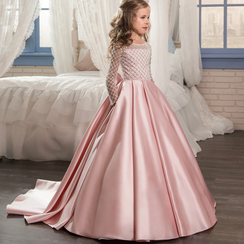 Source Boutique Wholesale Kids Ball Gowns Pink White Black Wedding Party  Dress Girls Ball Gown Kids Satin Dress Bridesmaid Dresses On M.Alibaba.Com