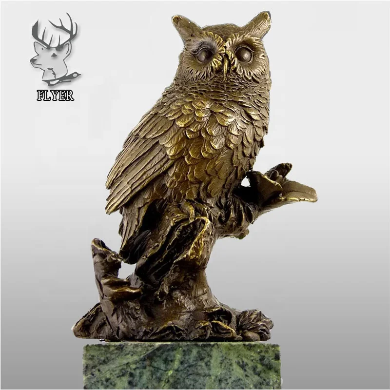 ミネルバ夜フクロウのブロンズ像 - ライフサイズの装飾用彫刻販売