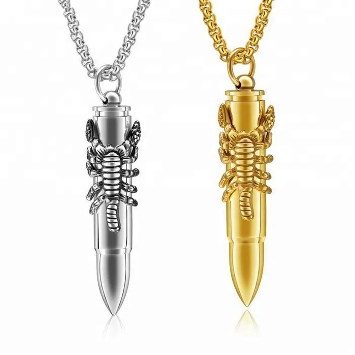 Rn Gold Plated Superb Finish Bullet Design Pendant Locket Necklace For Men Gold-plated Alloy Pendant