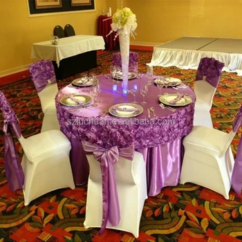 Elegant Round Rosette Wedding Decoration Chair Covers And Table Covers ...