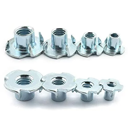 Details about   100 Pcs Zinc Plated Steel T-Nut 4 Pronged Tee Blind Nuts Assortment Kit for Wood 