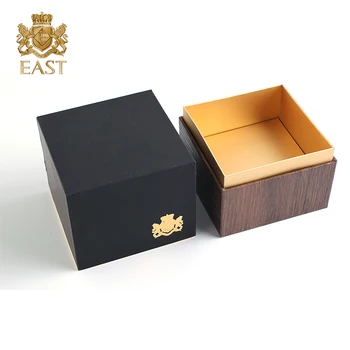 Eastbox OEM Small Luxury Wooden Packaging Lid And Tray Box Embossed Wood Rigid Luxury Perfume Box