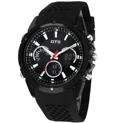 ОТС 8150 Мужские кварцевые цифровые часы Мода черный силиконовый аналоговые армейские мужские спортивные Автоматическая Дата светодиодный сигнал тревоги мужские наручные часы