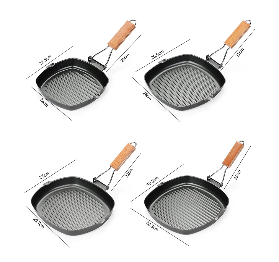 Sartén para parrilla de barbacoa cuadrada antiadherente de acero