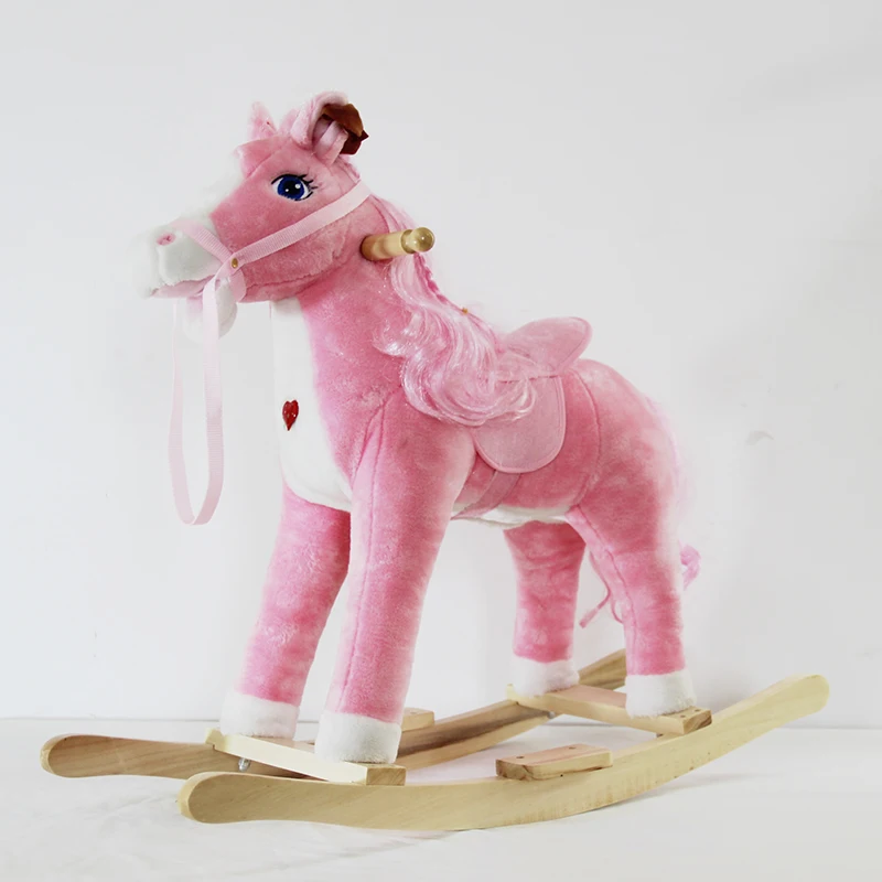 Soft Kids Rocking Horse with Sound Pink Stuffed Animal