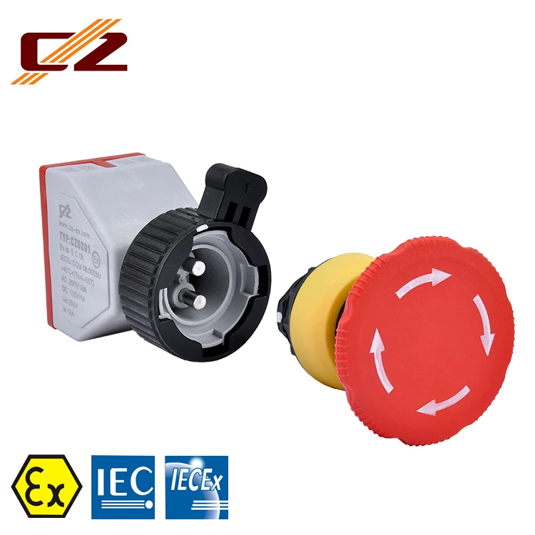 IECEx and ATEX Certified Plastic Explosion-proof Emergency Stop Rotation-releasing Push Button