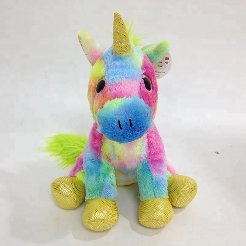 Buy Wholesale China Glitter Big Eyes Plush Rainbow Color Unicorn