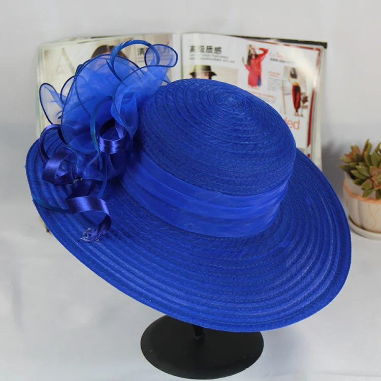 Wholesale Cheap Ladies Summer Dress Hat Wide Brim Sinamay Wedding Hats for  Daily Outdoor Decoration Plain Organza Sports Beach