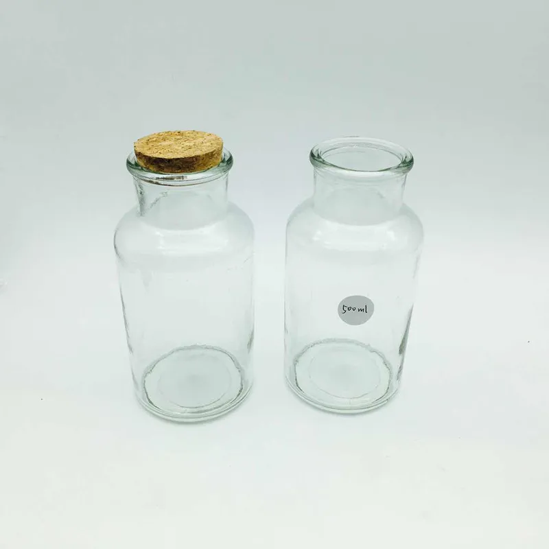 Jars Clear 250ml 500ml Apothecary Glass Bottle Apothecary Jar With Cork Lid