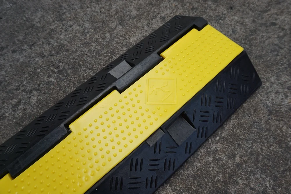 LUBA 2 Channel Rubber Floor Cable Protector Car Ramps for Traffic Rubber Cable Ramp