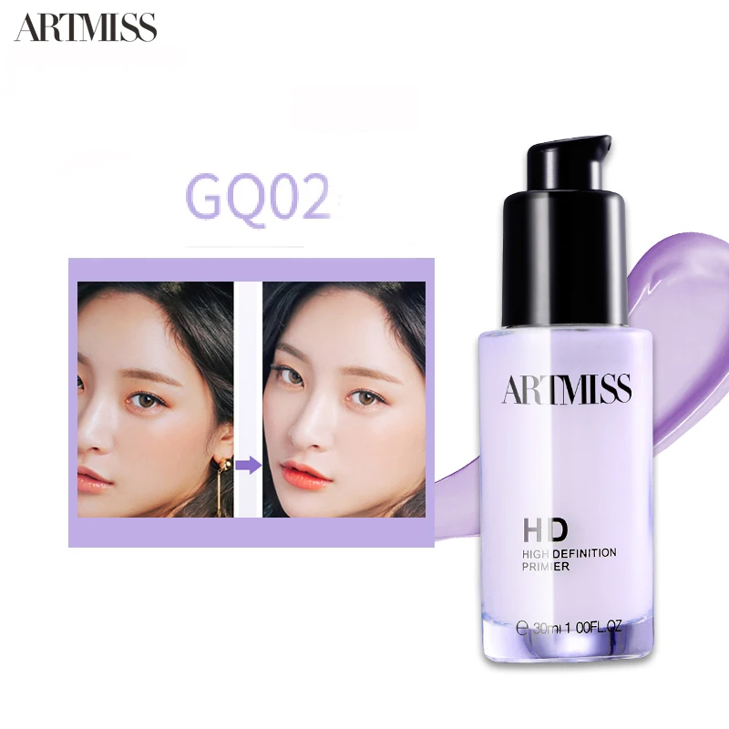 ARTMISS High Quality Cosmetics Luminous Hidden Pores Fine Lines Moisturizer Brighten Purple Green Face Primer Makeup Base