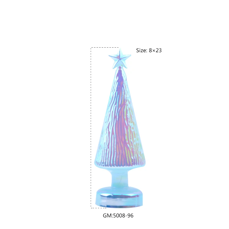 hot sale home decoration mini tree mini tree with LED glass christmas tree ornaments manufacture