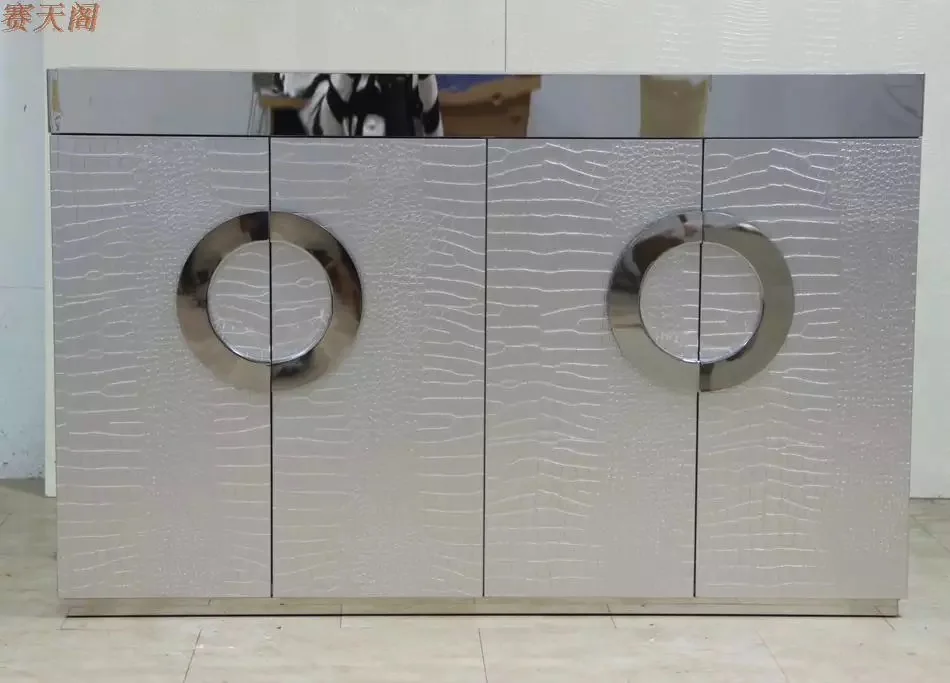 
 Современный буфетный столик F421 из нержавеющей стали, серебристый/золотистый, имитация кожи, роскошный неоклассический буфетный столик, обувной шкаф  