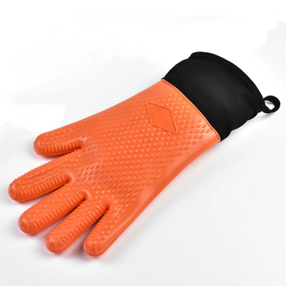 Heat-resistent Bbq Cooking Gloves Silicone Oven Mitts With Quilted ...