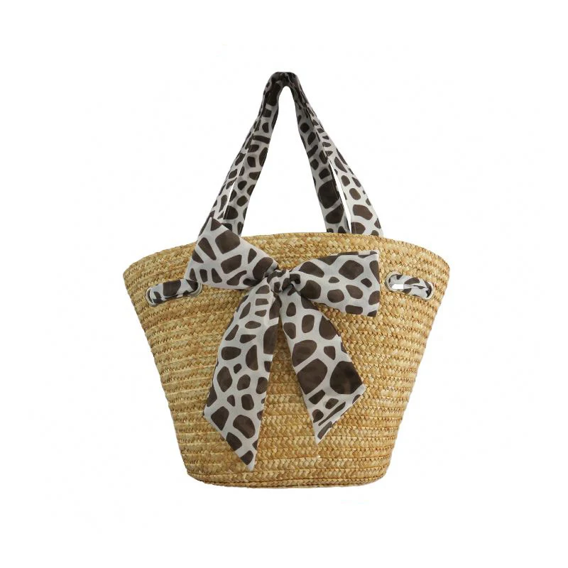 leopard straw bolsa