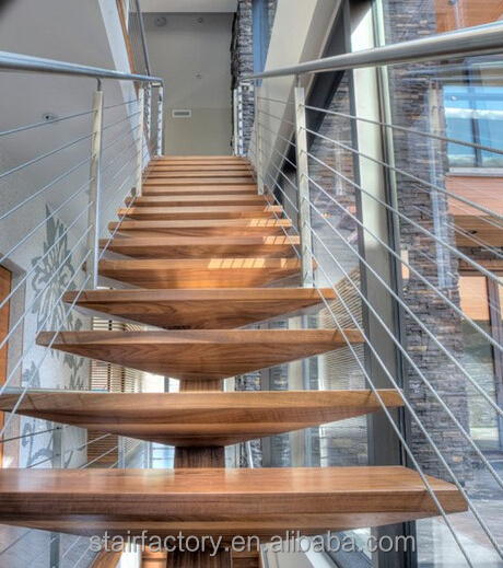 Австралийские модные лестница, лестница из массива дерева, волочения проволоки ограждения нержавеющей стали, перила из нержавеющей стали, TS-165