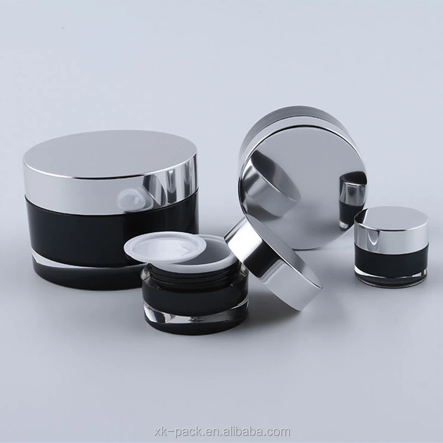 Straight round 5g 15g 30g 50g 100g acrylic cream jar with aluminum cap