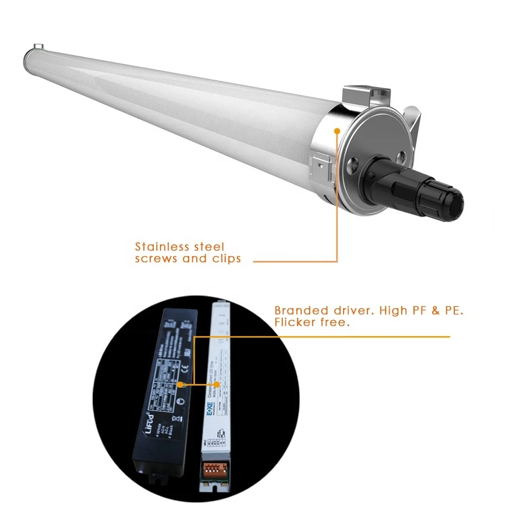 ShineLong 1,2 м 36 Вт ip69k светодиодные трубчатые осветительные приборы IK10 с регулируемой яркостью светодиодный светильник с тройной защитой