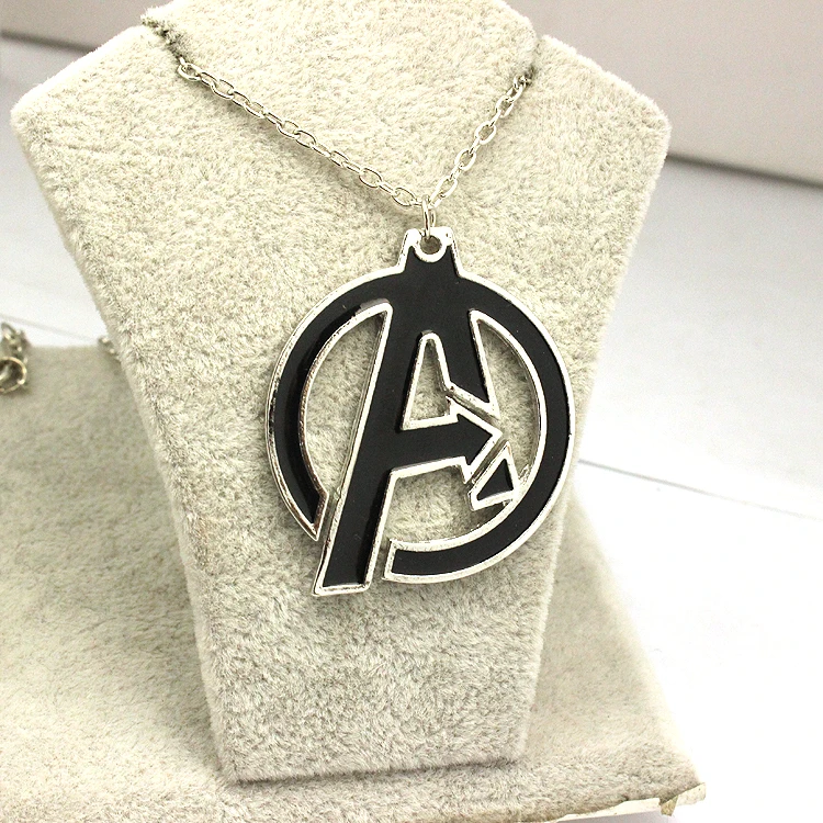 Drop Shipping The Avengers A Symbol Superhero Enamel Collares Pendant Necklace Cheap Wholesale Movie Jewelry Chain