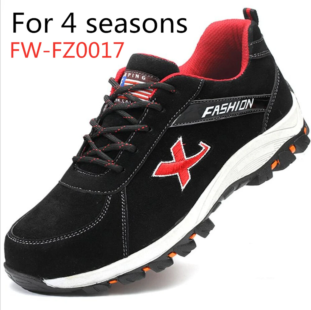 
leather & breathable steel toes & board in bottom anti-smashing anti puncture shoes for labor protection FW-FZ0017 
