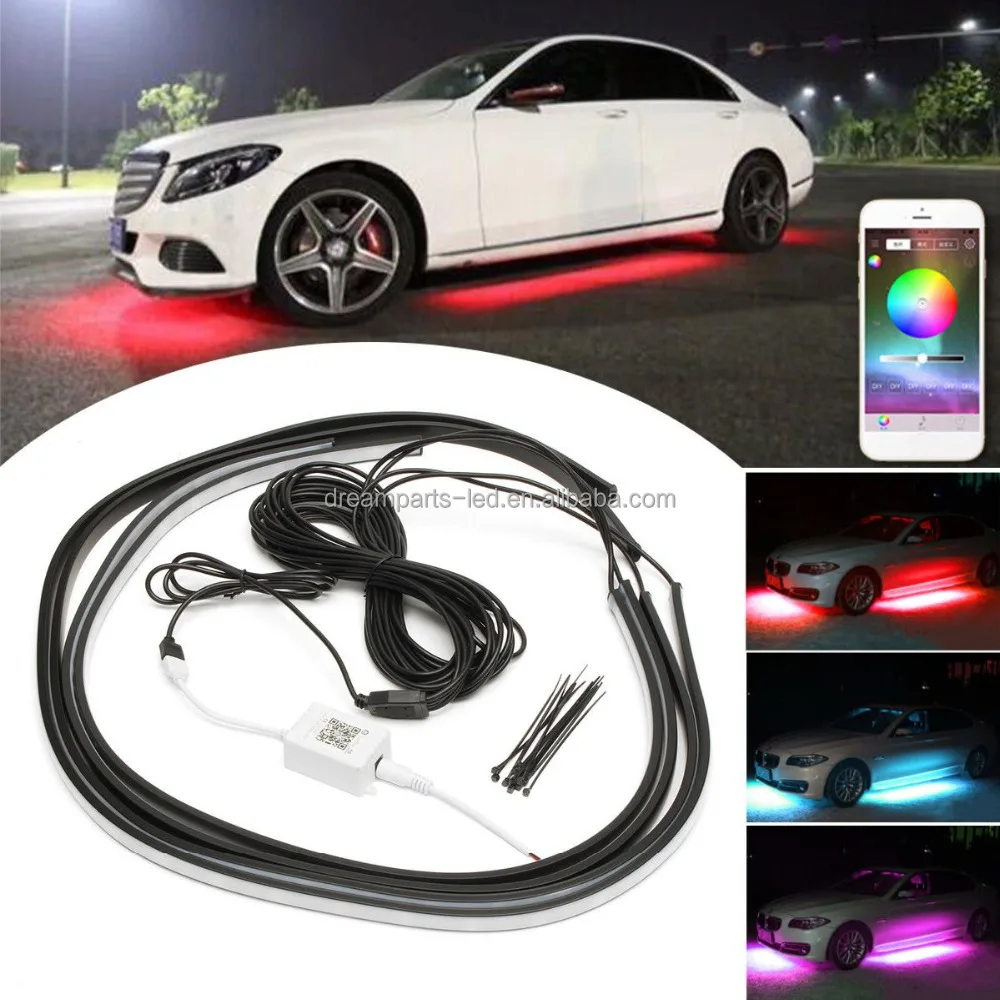 6PCS LED Underbody Light Strips - 12V, 1ft Flexible, Waterproof Car Underglow, Blue
