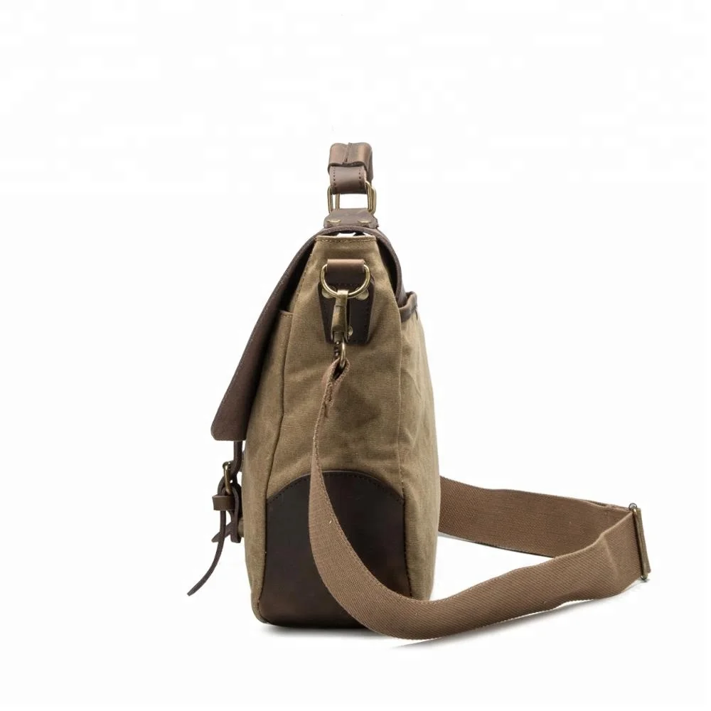 Винтажная холщовая сумка-мессенджер для ноутбука цвета хаки, 16 унций, мужской портфель