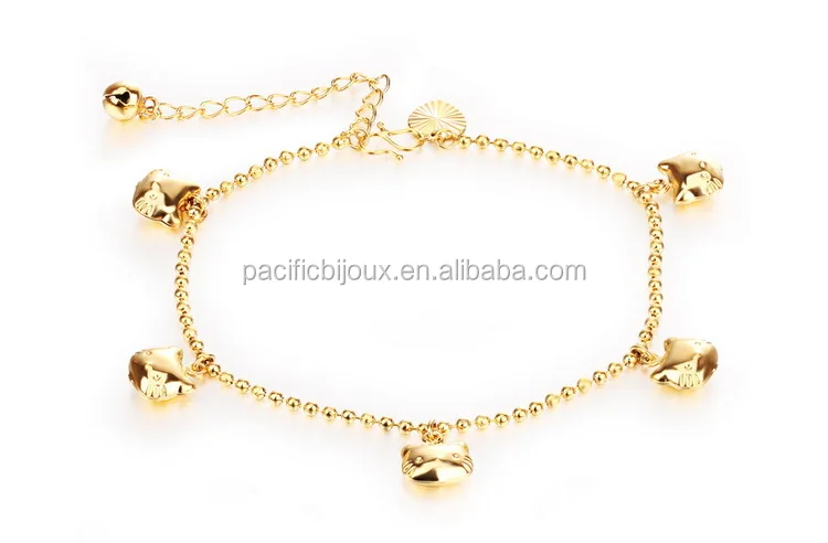 Детский браслет на ногу с изображением медведя ювелирных изделий из золота 24 карата