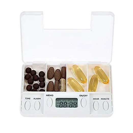 Digital Pill Box Electronic Pill Dispenser With Alarm Reminders And Flashing Icons Buy Digital Pill Box With Weekdays Daily Medication Organizer With Alarm Reminders 4 Compartments Pill Box Electronic Pill Planner With Alarm