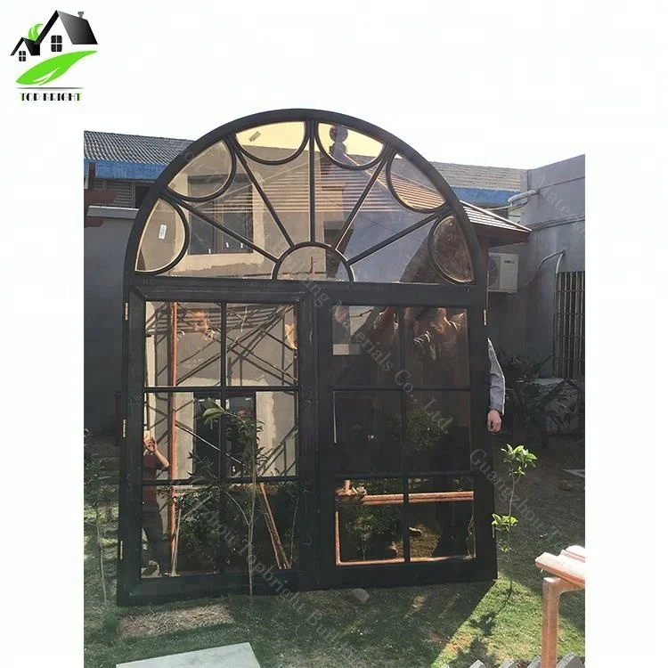 Half Moon windows Custom Grilles Design Arched Top Fixed Glass Clad Wooden Frame Profile Casement Arch Aluminium windows