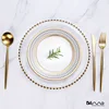 5sets of golden fork spoon golden glass dish 8 inch ceramic dish
