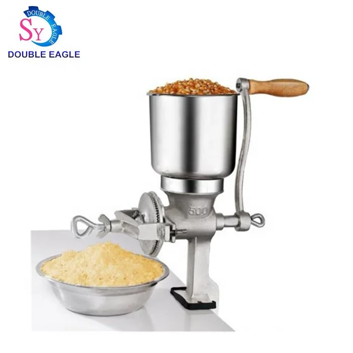 Home Kitchen Tool Stainless Steel Coffee Grinders for Soybeans/Nut/Wheat/Spices Manual Grain Grinder Table Clamp Design Cereal Corn Mill Powder Machine with Wooden Handle 