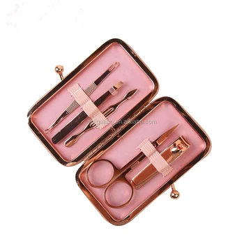 New arrival set 5 personalized nail care tool gold color manicure set with PU case