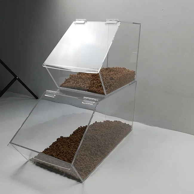 Custom OEM Stackable Transparent Acrylic Candy Dispenser Container Boxes Acrylic Candy Bins with Scoop