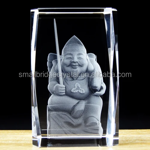 3d laser engraved crystal cube wth buddhism for japan gods