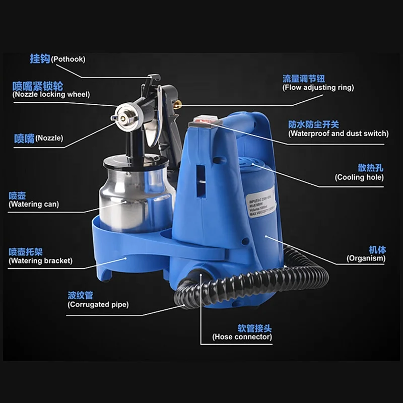 thumbnail image 2 of 550W Cordless HVLP Paint Sprayer - Handheld Electric Airless Spray Gun With 2 Nozzles 2 of 5