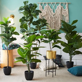 TH-15 Hot wholesale artificial ficus bonsai trees plastic faux plastic indoor plants fiddle leaf fig tree