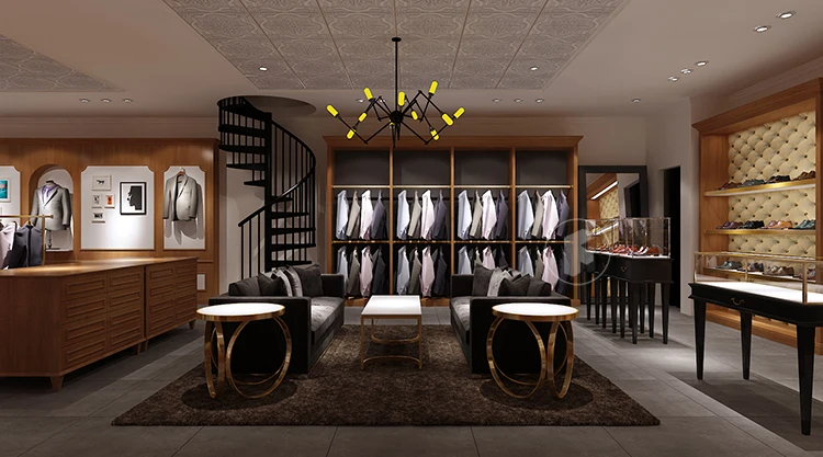 Custom High End Modern Men's Clothing Store Display Rack Counter Table  Shelf Retail Boutique Furniture Clothing Store