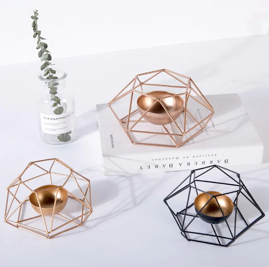 3D Geometric Candle Holder  with Candle Cup Decorative Ornament Props 