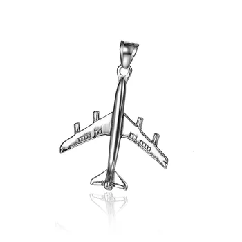 Punk jewelry stainless steel plane pendant necklace for men
