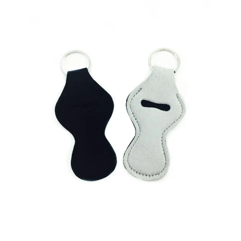 Wholesale Neoprene Blank White/black Chapstick Holder Keychain for
