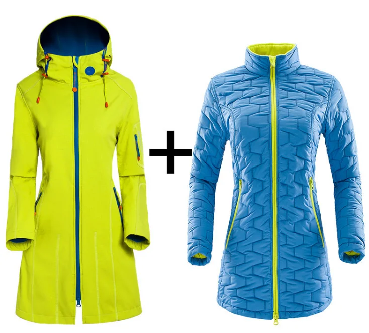 Женская зимняя спортивная одежда с капюшоном 3 в 1, легкий водонепроницаемый уличный тренчкот, флисовая куртка